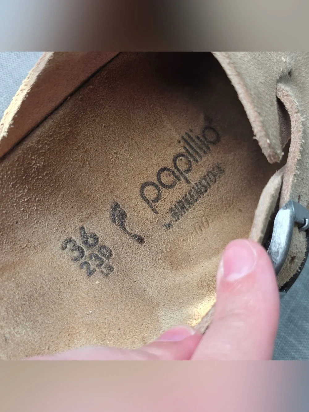 Papillio Birkenstock Boston Platform Clogs Suede Taupe Tan Chunky Mule Mules 36
